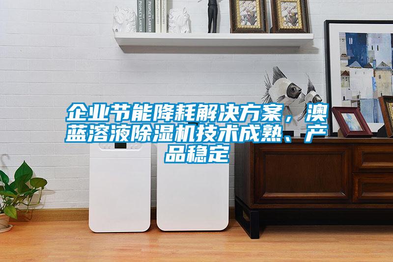 企業(yè)節(jié)能降耗解決方案，澳藍溶液除濕機技術(shù)成熟、產(chǎn)品穩(wěn)定