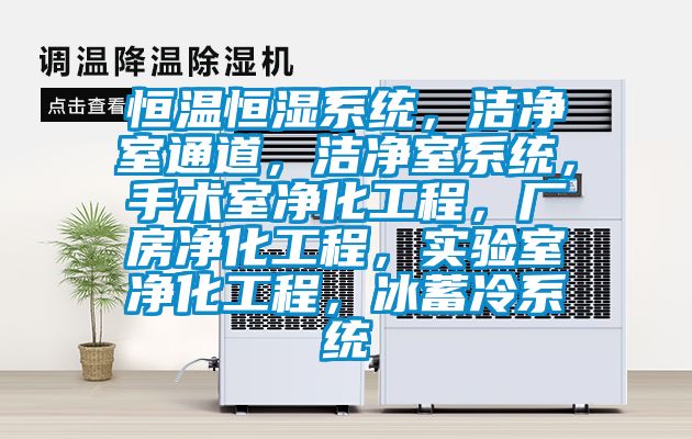 恒溫恒濕系統(tǒng)，潔凈室通道，潔凈室系統(tǒng)，手術(shù)室凈化工程，廠房凈化工程，實驗室凈化工程，冰蓄冷系統(tǒng)