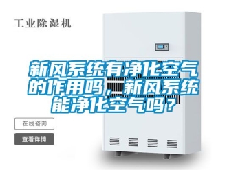 企業(yè)新聞新風(fēng)系統(tǒng)有凈化空氣的作用嗎，新風(fēng)系統(tǒng)能凈化空氣嗎？
