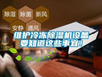 行業(yè)新聞維護(hù)冷凍除濕機(jī)設(shè)備要知道這些事宜！